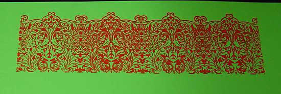 Close Up of Painted Stencil on Scrapbook Page
